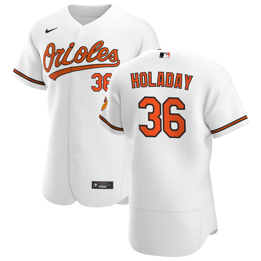 Baltimore Orioles 36 Bryan Holaday Men Nike White Home 2020 Authentic Player MLB Jersey